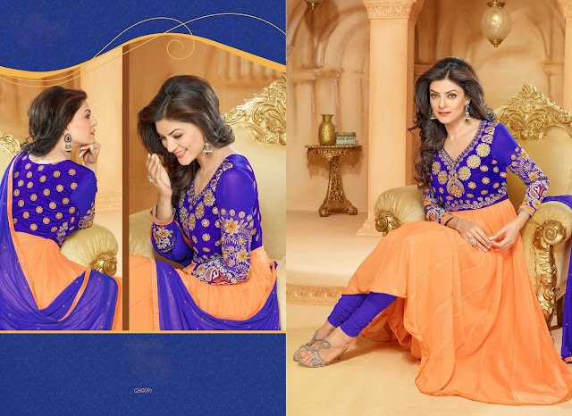 Sushmita Sen Designer Anarkali Suits,Long Anarkali Suits,Georgette Designer Anarkali Suits