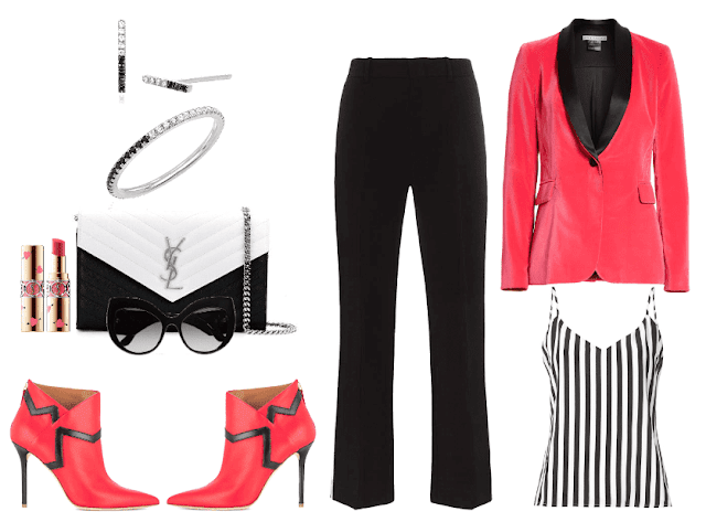 2019 Work outfit idea - red, black, and white colors