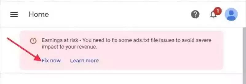 ads.txt Error Notification in Google Adsense Account