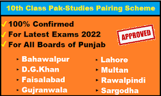 10th Class Pak Studies Pairing Scheme 2022