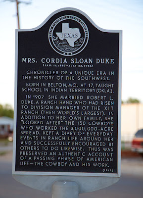 historical marker Cordia Sloan Duke dalhart texas