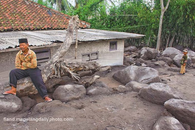 disaster cold lava of Merapi in Magelang District of Indonesia