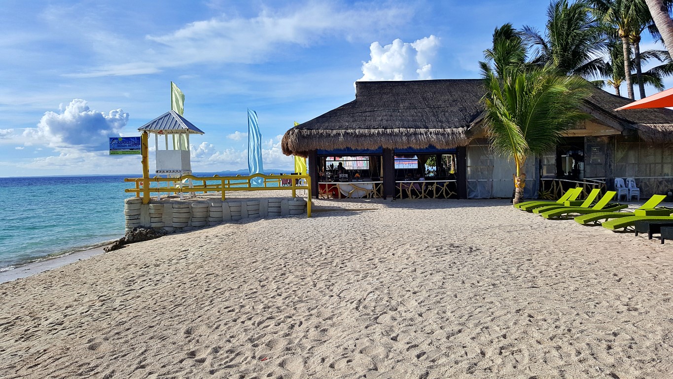 white sand beach blocked by illegally built structure of Marlin's Beach Resort in Sta. Fe, Bantayan Island