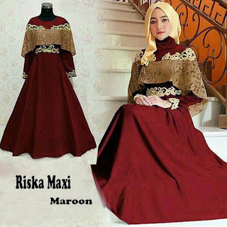 jual gamis brokat warna maroon