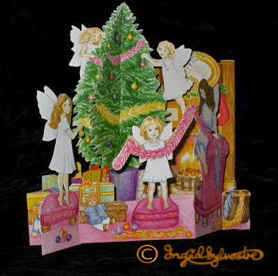 3D Pop up Christmas Cards by UK Artist Ingrid Sylvestre Printed on quality card and die cut to fully pop up - Fairy Tree