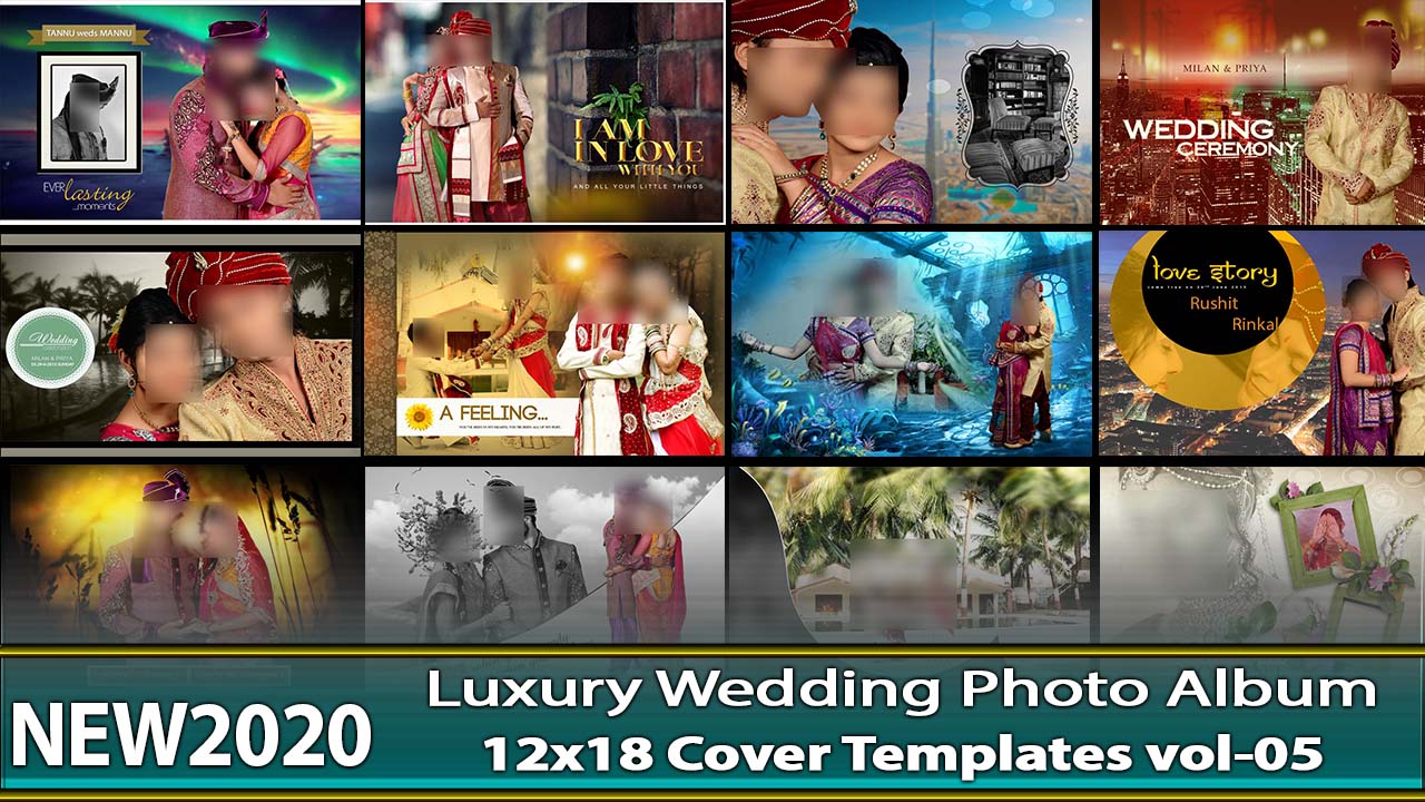 Luxury Wedding Photo Album 12x18 Cover Templates