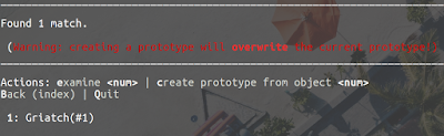 Found 1 match.   (Warning: creating a prototype will overwrite the current prototype!) ____________________________________________________________________________________  Actions: examine <num> | create prototype from object <num> Back (index) | Quit   1: Griatch(#1)