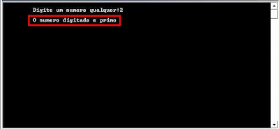 Exemplo de programa para calculo de número primo