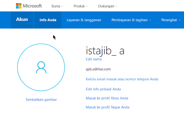 cara mengalihkan/mengganti email di akun microsoft