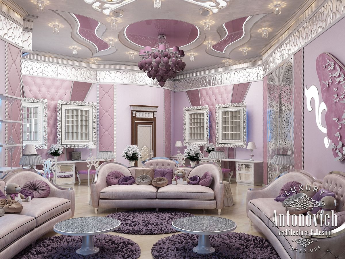 LUXURY ANTONOVICH DESIGN UAE: Pink girly bedroom Dubai