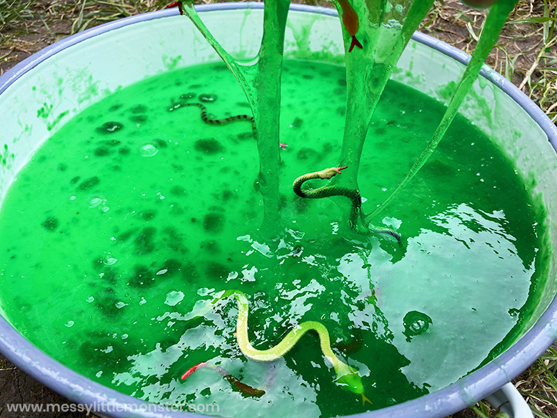 snake slime sensory bin