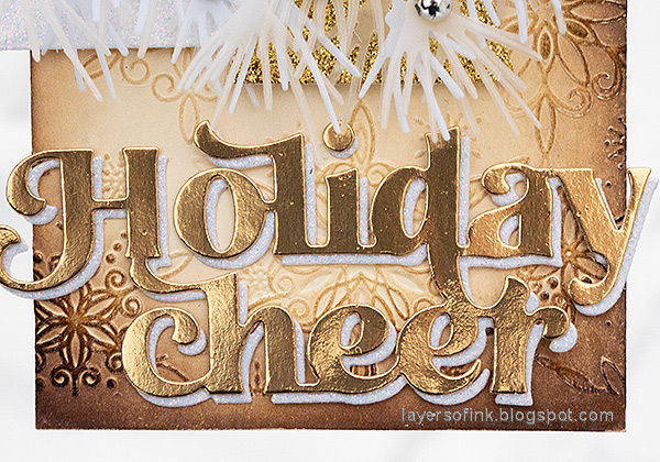 Layers of ink - Glitter and Vellum Trees Tag tutorial by Anna-Karin Evaldsson. Die cut the sentiment.