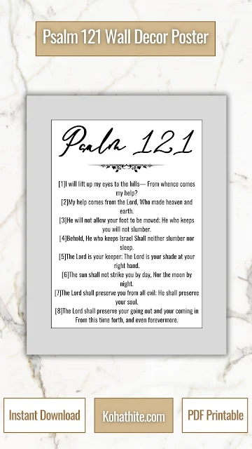 Psalms 121 Bible Prayer For Help And Guidance | Printable Bible Wall Art PDF | Calligraphy Black White Simple Plain Image Design 1