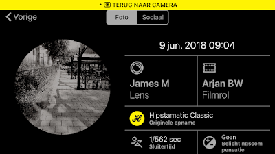 Schermafbeelding Hipstamatic-instellingen James M + Arjan BW