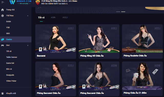 Win365 có nhiều trò chơi casino online