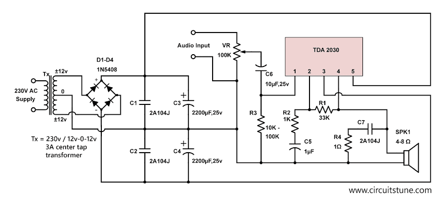tda2030 amplifier circuit