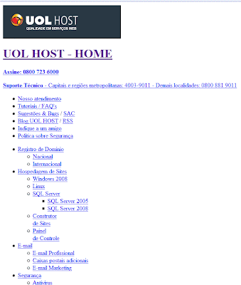 Imagem capturada do site do UOLHOST com os estilos dasabilitados