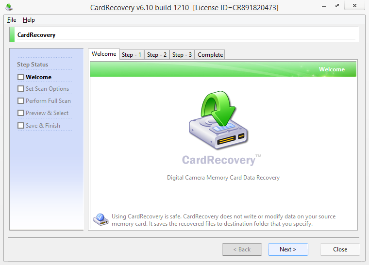 Screenshot Card Recovery