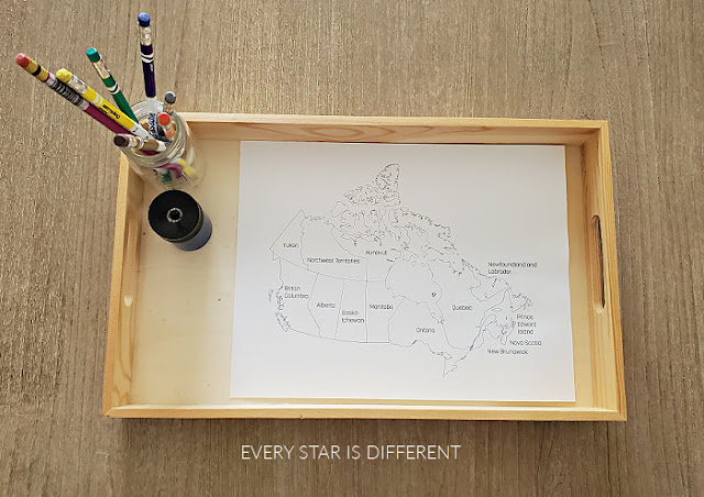 Montessori Map of Canada Coloring Activity