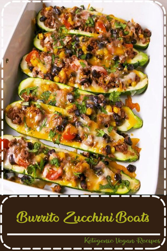 Burrito zucchini boats are a low-carb lover's dream. #delish #easy #recipe #burrito #zucchini #boats #lowcarb #healthy #groundbeef #cheese
