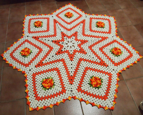 Crochet Star Carpet (With Flowers) - Tutorial