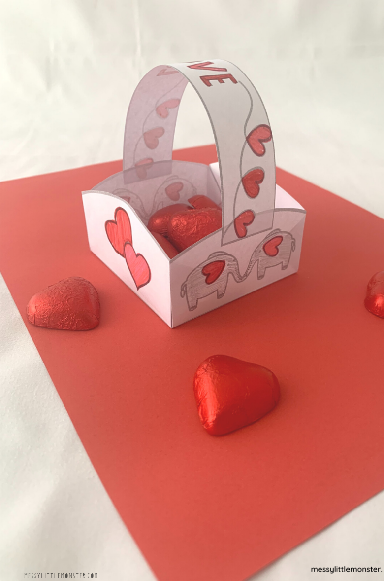 How to make a paper basket Valentine's Day craft for kids