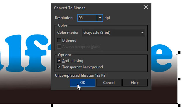 Convert to Bitmap Object Persegi Panjang untuk Halftone