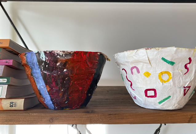 Zero waste activities for kids - paper mache bowls