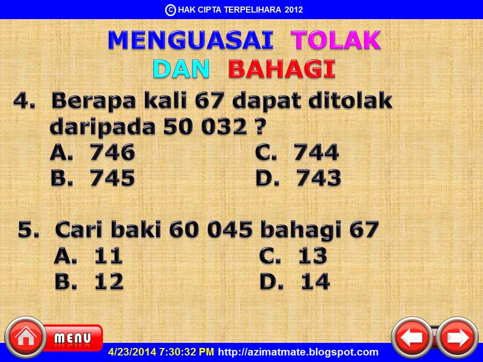 Contoh Soalan Kbat Matematik Tahun 1 - Selangor r