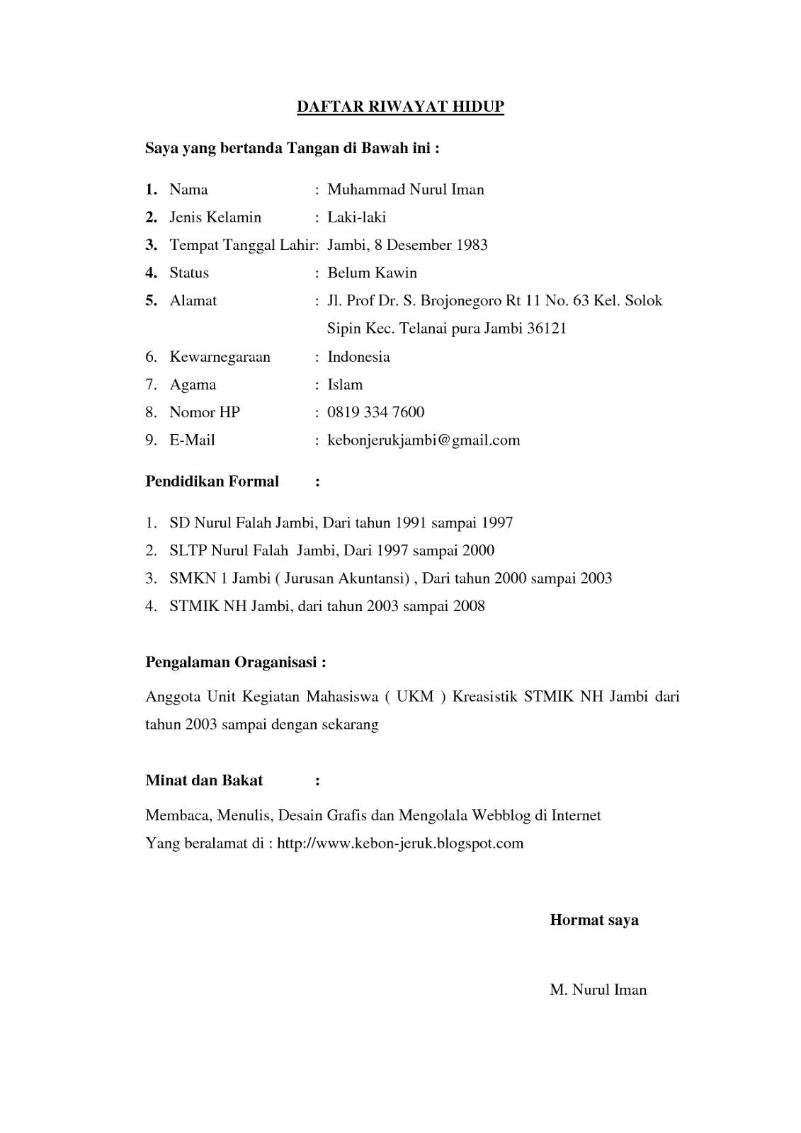 Contoh Cv Dalam Bahasa Inggris Doc - Contoh 43