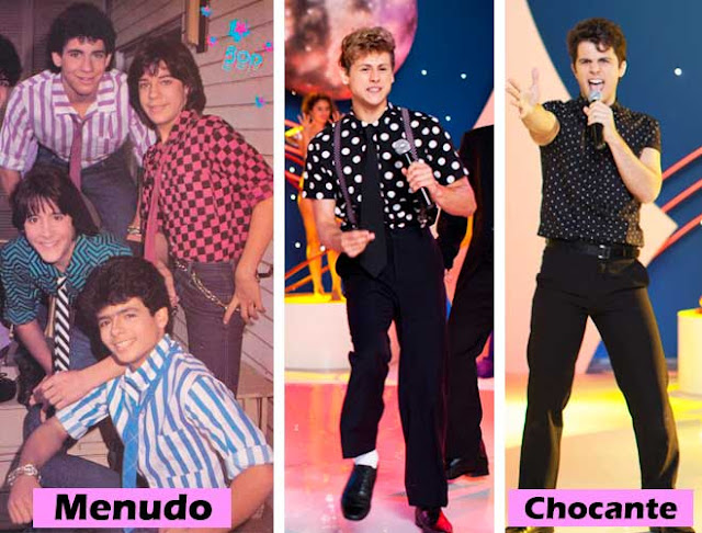 Menudos e Chocante roupas anos 80