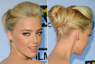 French Braid Combined with Bun by Amber Heard as Formal Hairstyles 2012 Runway Inspired Bun Hairstyles