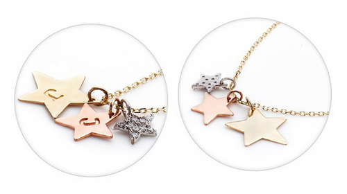 Sparkling Three-Colored Star Necklace