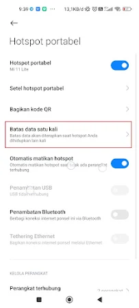 Membatasi Data Hotspot HP Xiaomi