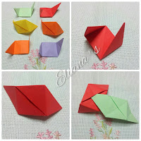Piezas y modo de encajar los módlos Cubo Colores. Origami