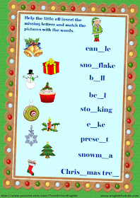 Christmas vocabulary esl worksheet