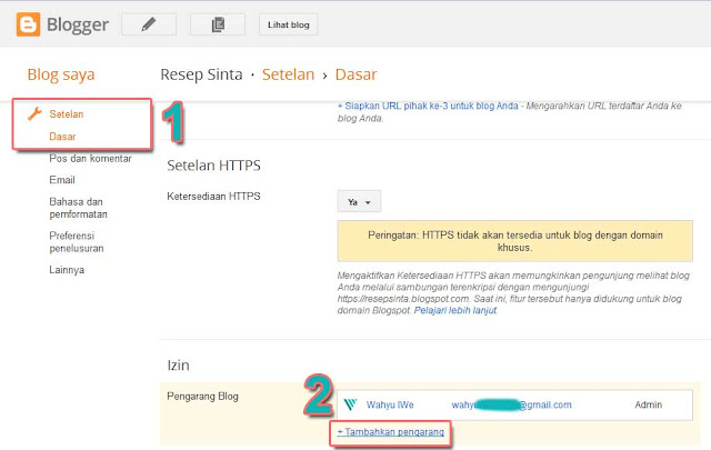 Cara Mengganti Email Pemilik Blog Untuk Jual Blog