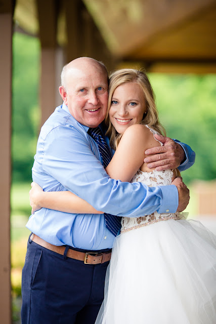 Something old, something new, something borrowed, something blue.  Sarah looked like she could have stepped right out of a Vogue Bridal magazine as she floated down the stairs in her beautiful wedding gown: a fitted, sleeveless, delicate lace bodice above a floor-length skirt, comprised of yards and yards of whimsical, white organza.  Tanner looked dapper in his royal blue suit, paisley tie, white rose boutonniere, and fancy, wood-grained leather shoes.  The bridesmaids and maid-of-honor wore individually designed, pale-pink, floor-length gowns and carried small bouquets similar to the bride’s pastel bouquet of beautiful, blush and ivory roses and ranunculus.      The SpringsEvent Venue in Edmond, OK, with its rustic and elegant accommodations, was the perfect setting For Sarah and Tanner’s intimate wedding and reception.  The morning began with First Looks for both the bride’s father, and then Tanner.  The clouds threatened rain throughout the morning—and almost drenched the bride and her maids during the picture-taking for the wedding party—but miraculously cleared up for the outdoor wedding nuptials.  The wedding couple were blessed to have so many people who traveled from throughout the country to celebrate their special day.   Sarah and Tanner agreed that their two favorite parts of the day were “getting to see each other during the first look, and then the actual wedding when we said our vows.”  Sarah said that during the first look, “we were able to spend those precious moments focusing on each other without all the hustle and bustle around us.”  After months of preparation and planning, she said, “the vows were also our favorite because we were finally getting married!”  Sarah’s suggestions to future brides, now that she has experienced her own wedding:  "Each and every moment is special:  getting ready, the first looks, walking down the aisle, the vows, the cake cutting, the dancing…take a moment or two to just slow down and take it all in…you’ll be glad you did!"  It was my pleasure to capture these beautiful memories for Sarah, Tanner and their families that will last forever.  For more information about my Wedding Packages, please visit my Weddings page on my website, www.michellevalantinephotography.com. 