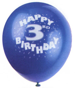 blue balloon reading happy third birthday