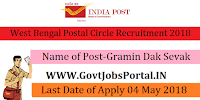 West Bengal Postal Circle Recruitment 2018 – 5778 Gramin Dak Sevak