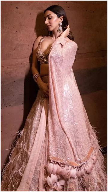 Kiara Advani pastel pink lehenga