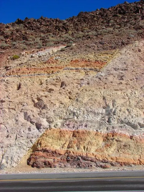 Normal Faults in Road Cut Near Shoshone - California