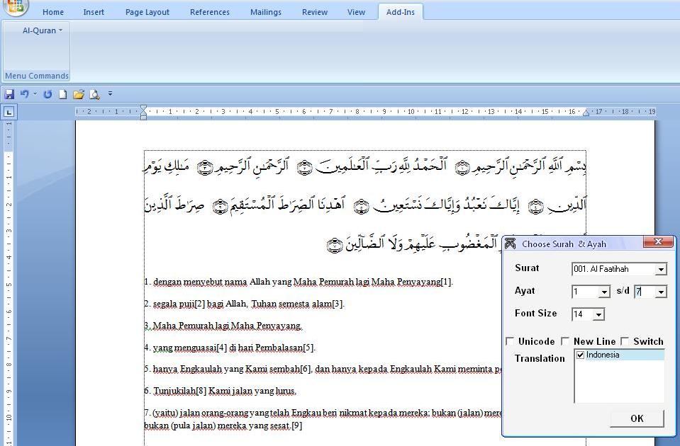 Al Qur'an in Word v2.9 Screenshot 2