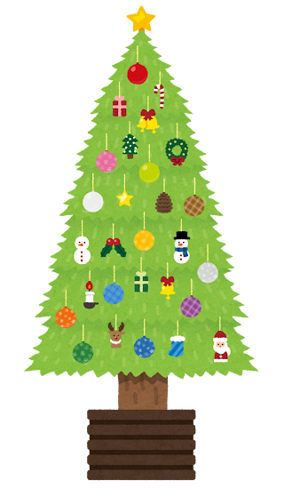 飾り付けられたクリスマスツリーのイラスト かわいいフリー素材集 いらすとや