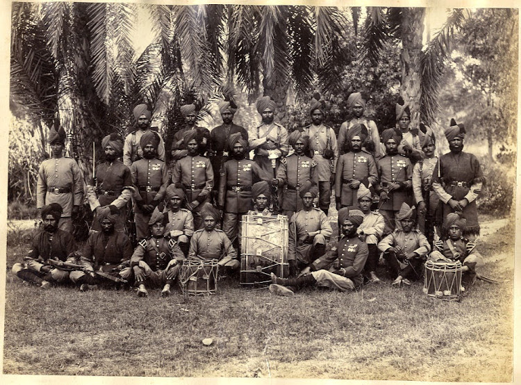 Sikh Military Regiment Officers with Drums and Medals - c1880's