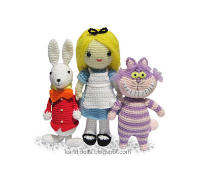 Alice in Wonderland crochet pattern set