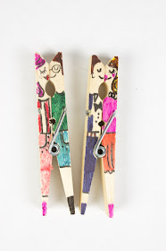 clothespin kissing people and other doodles- fun open-ended art prompt for kids