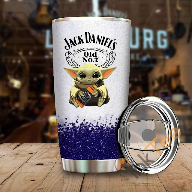 Baby Yoda Hold Jack Daniel's Amazon Best Seller Sku 4069 Stainless Steel Tumbler