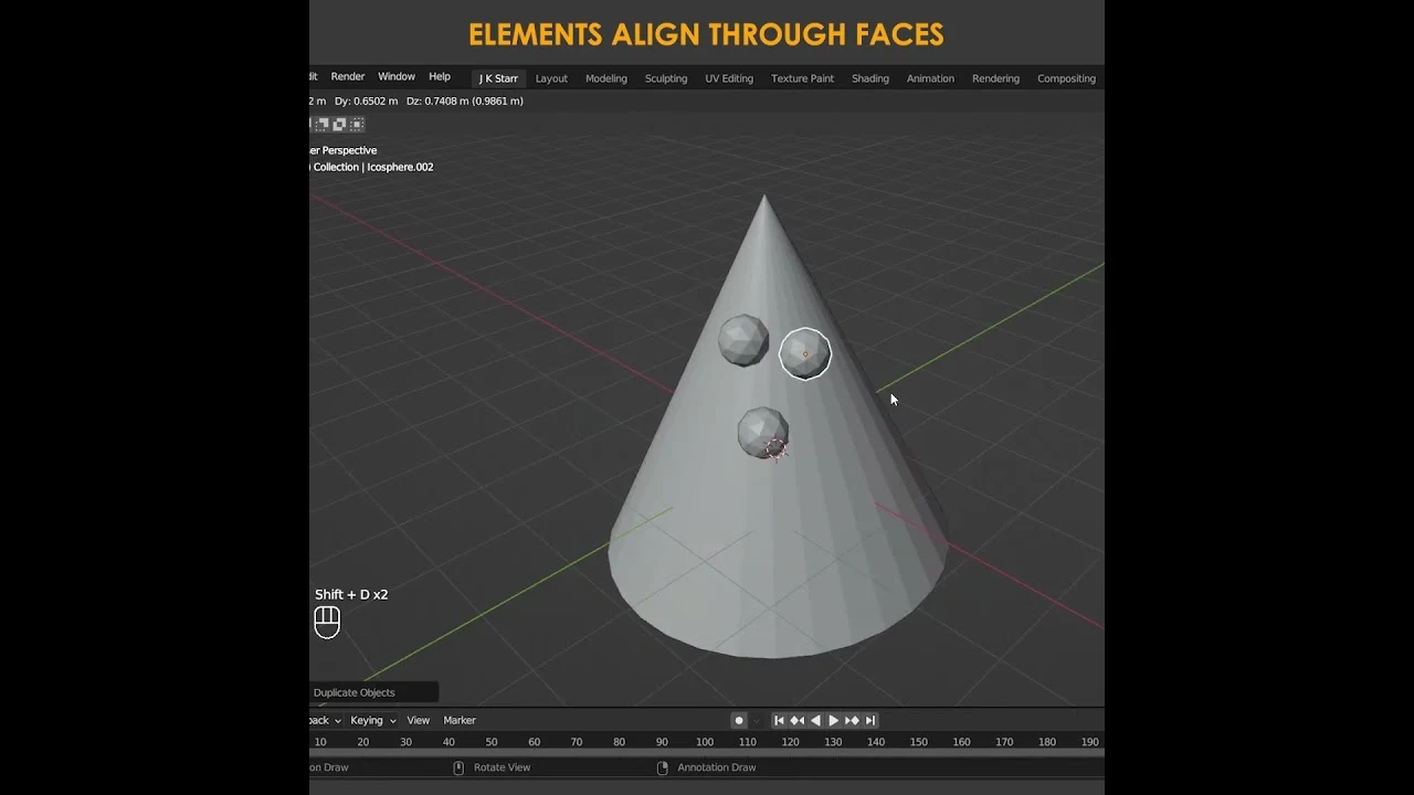 3D Modeling: Blender 3D: Elements Align by Faces