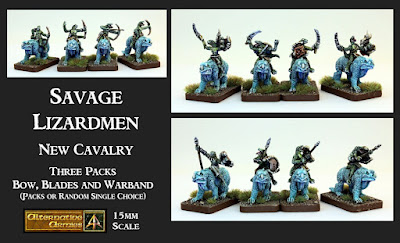 Savage Lizardmen three new packs of cavalry released in HOT 15mm Range